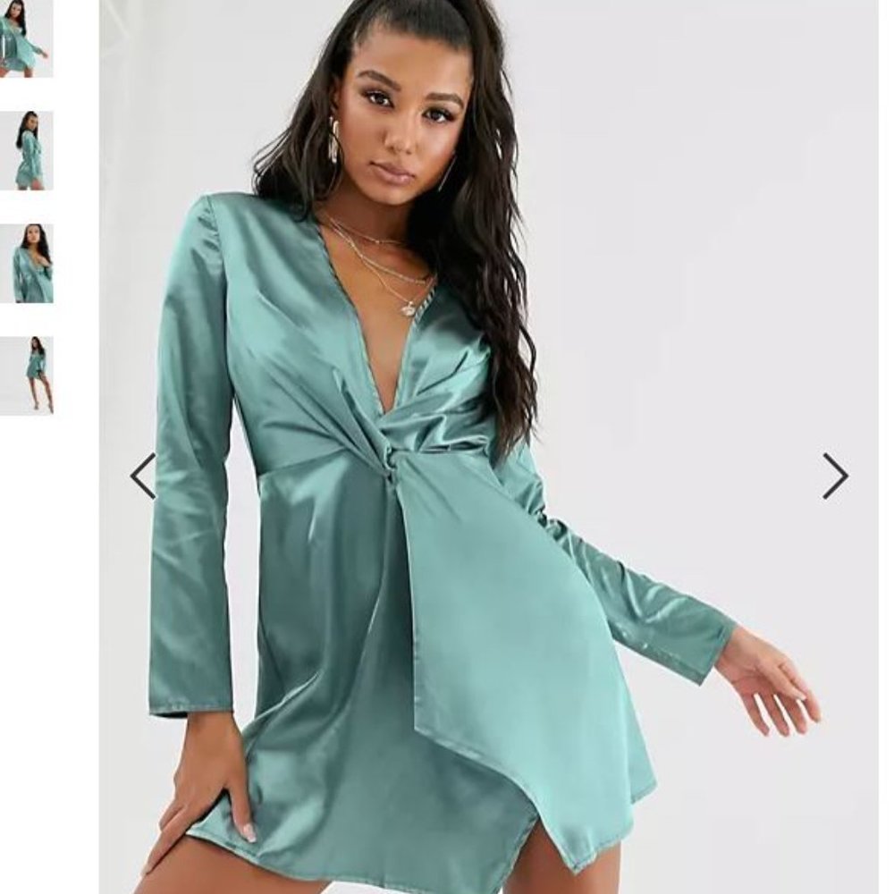 ASOS Saint Genies  Knot Front Satin Mini Dress